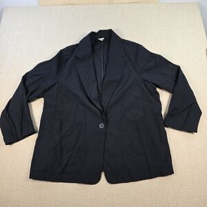 A New Day Womens XL Black Blazer Jacket 2 Button Stretch Lined NWT